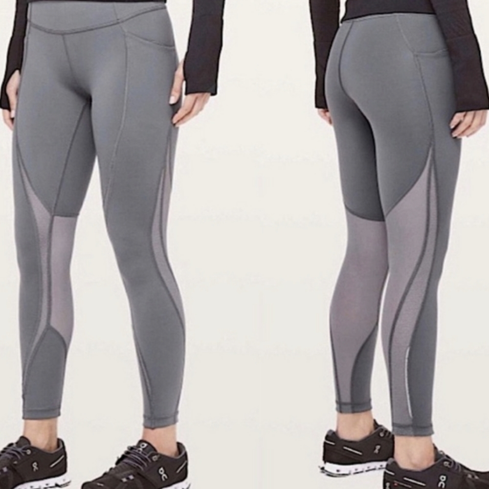 Lululemon Tights Run Smoothly Gray 7/8 Leggings